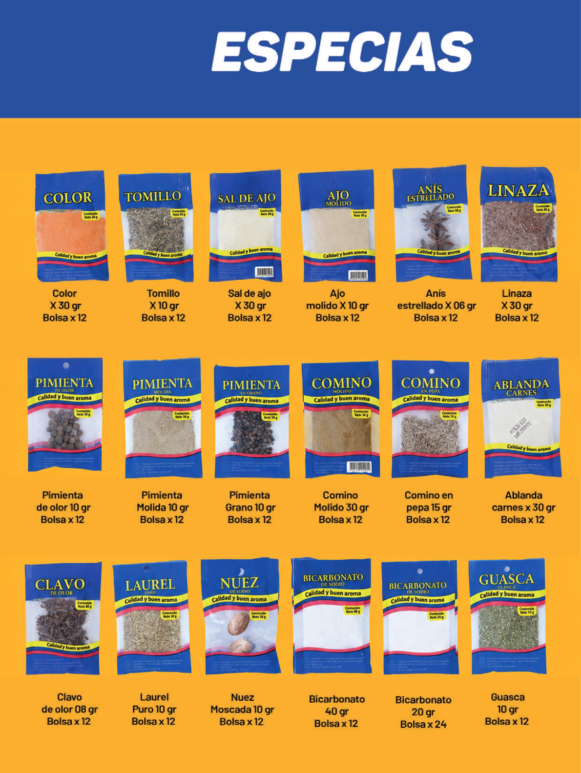Especias y complementos de cocina