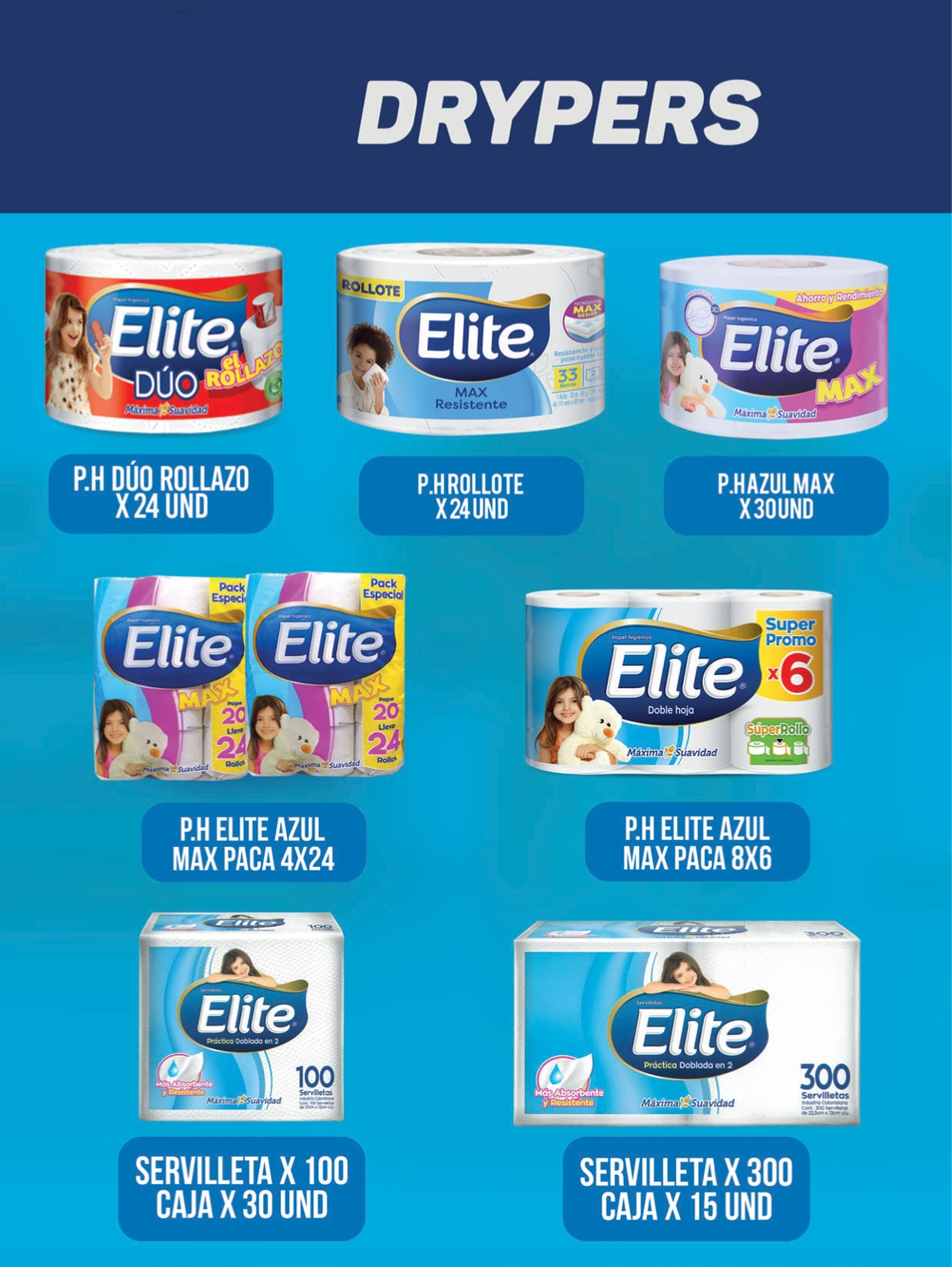 Papel higiénico y servilletas Elite