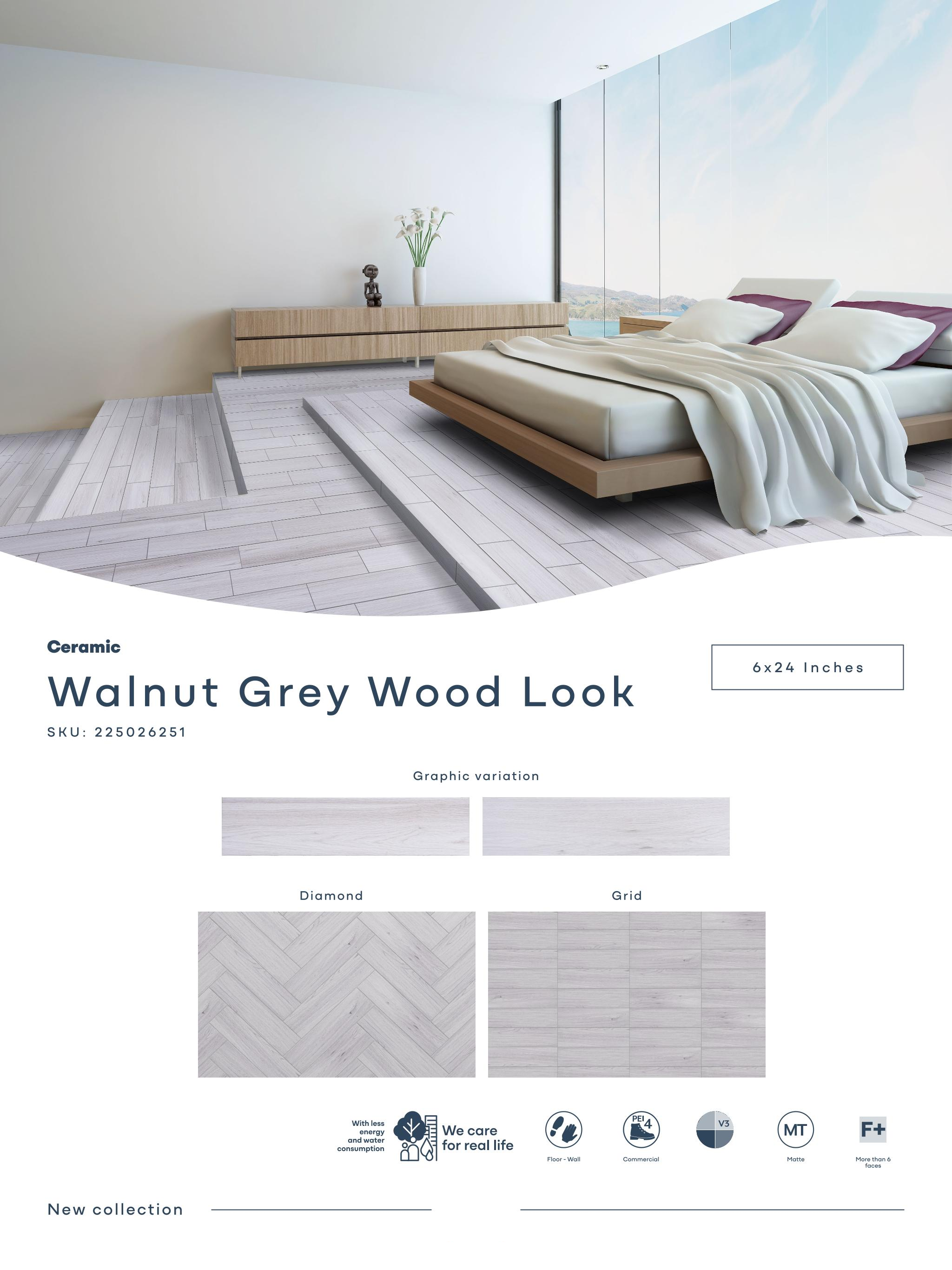 Walnut Wood Look, acabado Walnut Gray